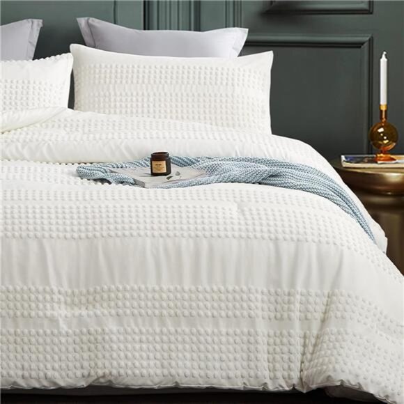Queen Comforter Set White Comforters Queen Size Sets Boho Tufted - Picture 1 of 7